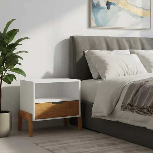Mesa de luz nordica living dormitorio combinada 1 cajón x2