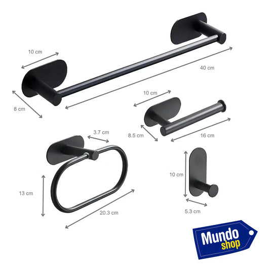 Set de baño 4 piezas acero inoxidable montaje en pared