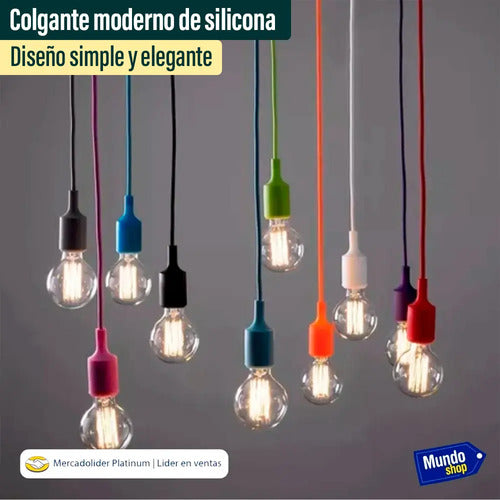 Colgantes Moderno Silicona Cable Textil 1mt Apto Led Vintage