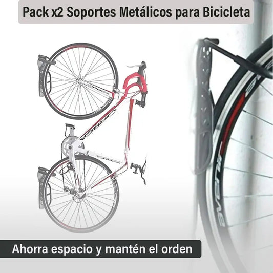 Pack x2 soporte bicicleta colgar enganchar bici en la pared negro
