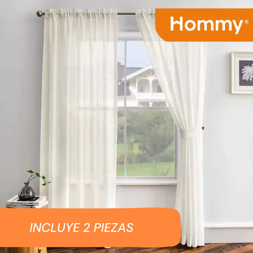 Juego De Cortinas Blancas Poliéster Estampada 245cm X 132cm Blanco