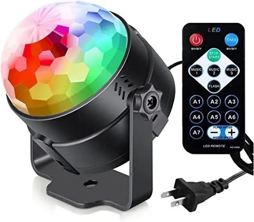 Lampara disco colores rotacion + control luces fiesta pro