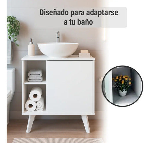 Mueble De Baño Para Bacha De Apoyo Gabinete Blanco Sin Agujeros