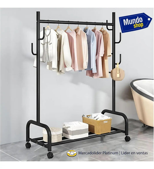 Perchero de pie Mundo Shop 7 ganchos metal moderno negro
