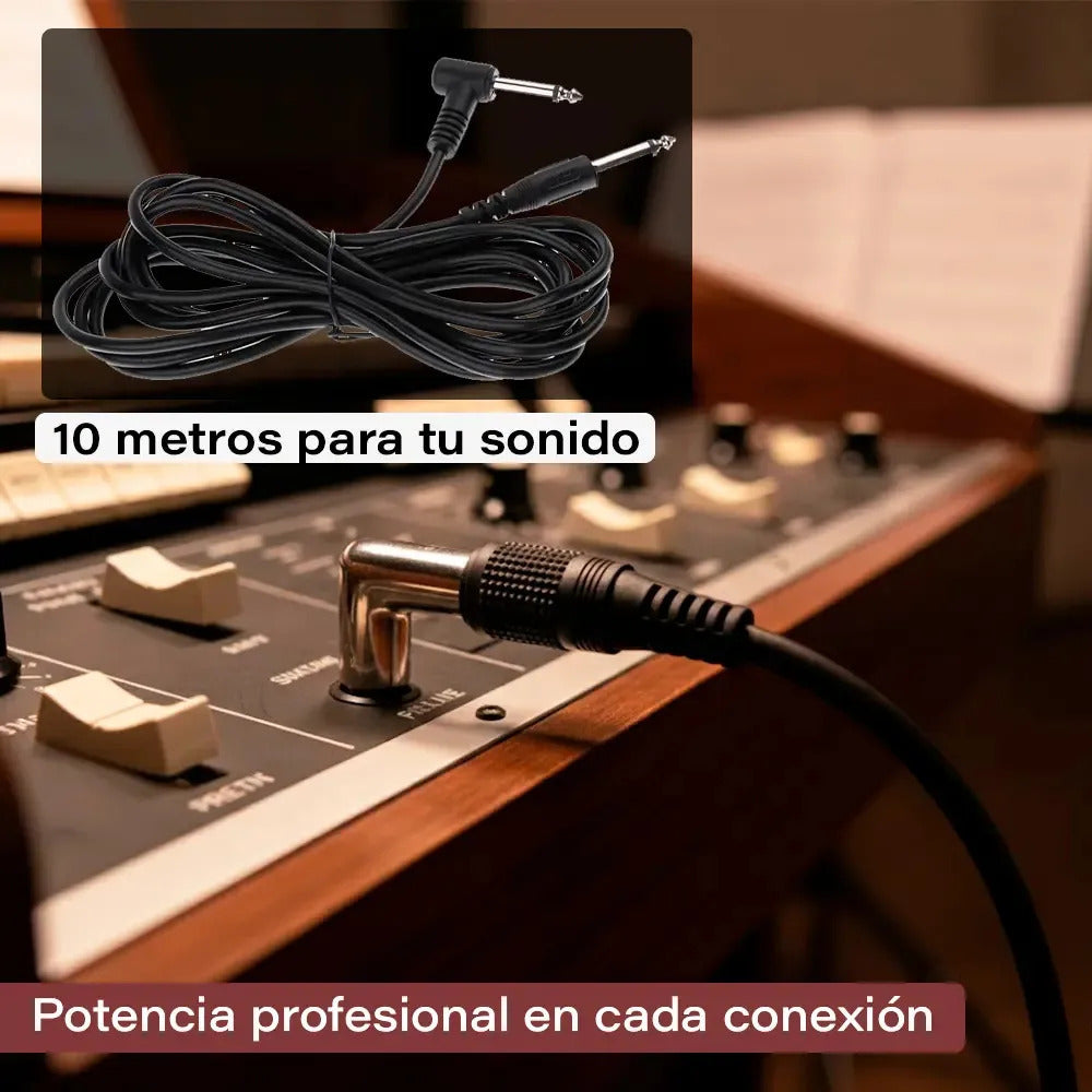 Cable plug 10 metros profesional instrumento guitarra bajo