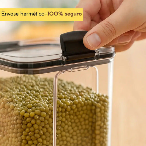 Set 4 Tarros Recipientes Hermeticos Para Cocina Negro