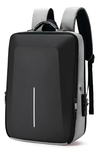 Mochila C/ Usb. Porta Laptop Antirrobo Color Gris Liso