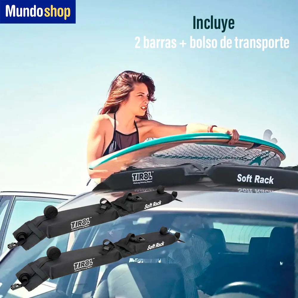 Soft rack auto barra baca goma kayak tablas autos equipaje negro