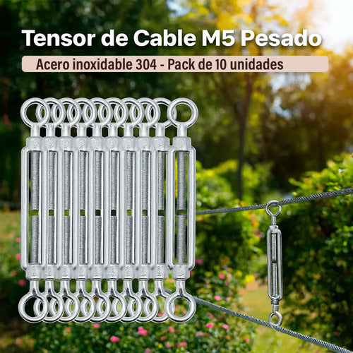 Tensores De Alambre M5 Acero Inoxidable 304 Ajustables 10pcs