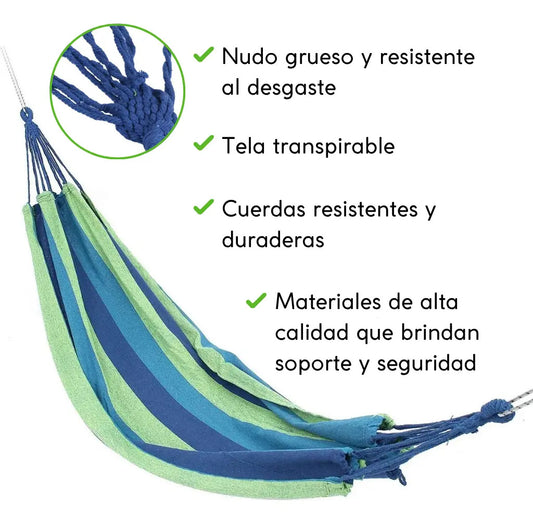 Hamaca paraguaya para 2 personas grande 2m x1,5 m seguridad