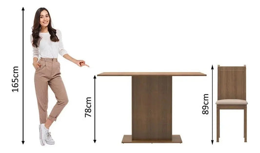 Juego de comedor 4 sillas mesa comedor tapizado Lexi
