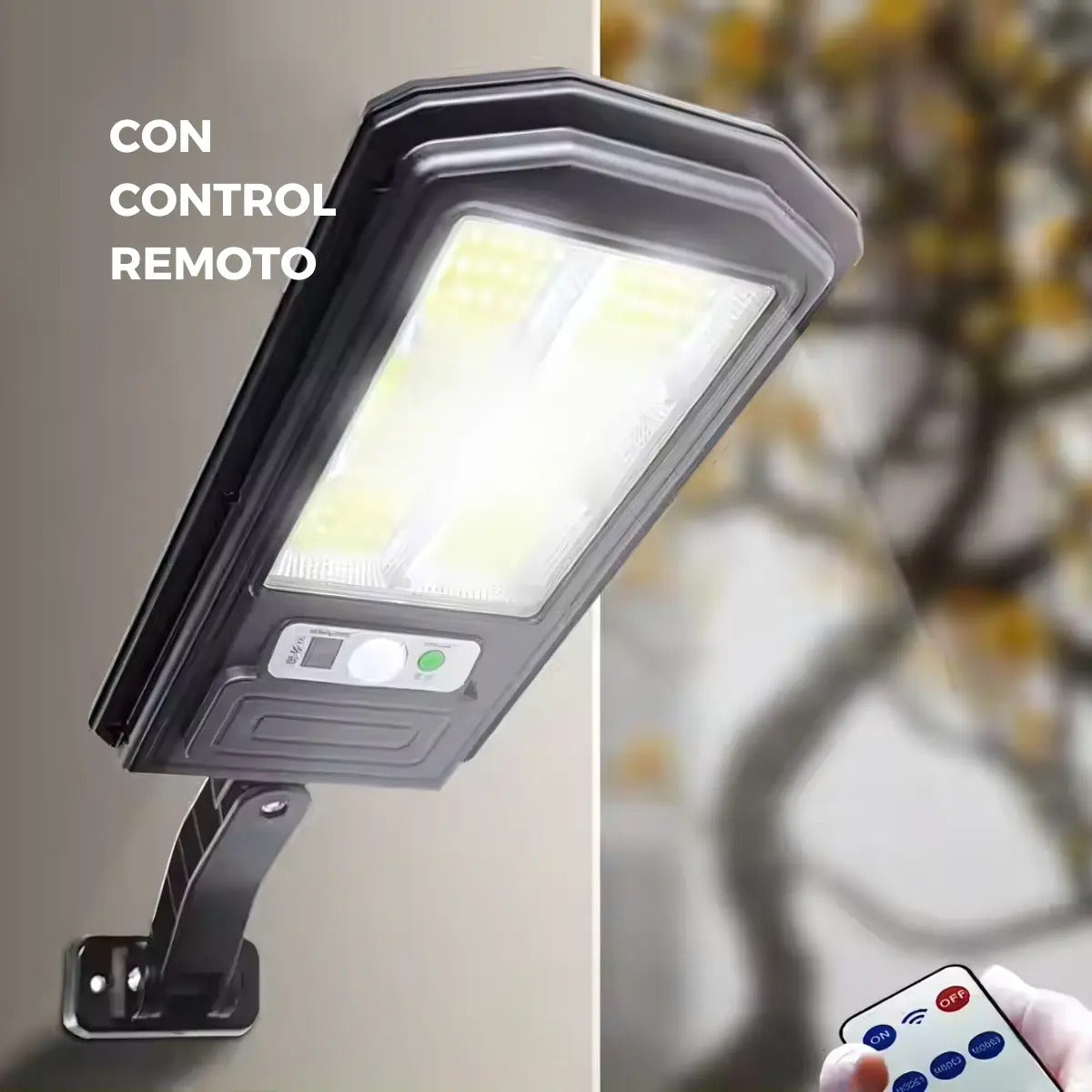 Foco reflector LED solar sensor de movimiento seguridad