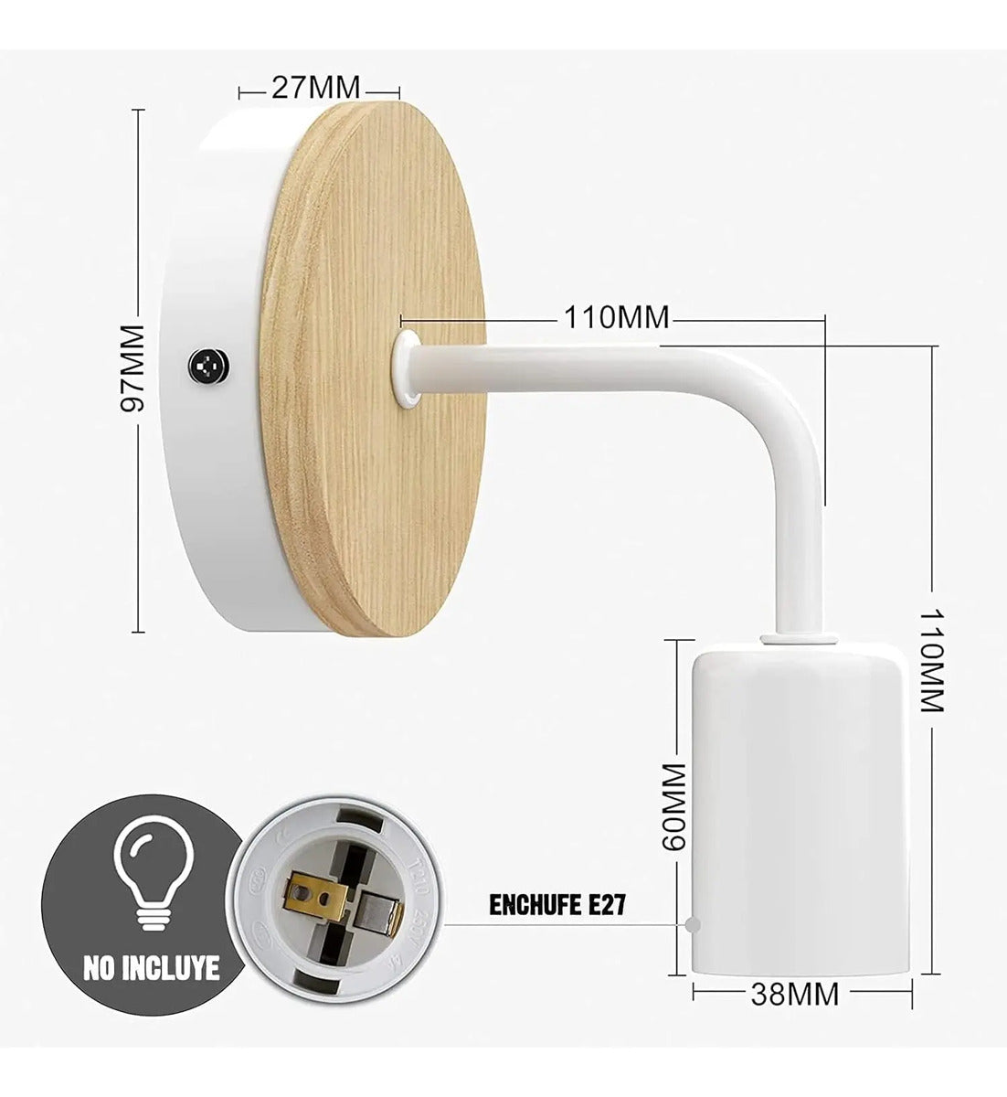 Pack x2 aplique lampara nordica de metal para pared Nairobi