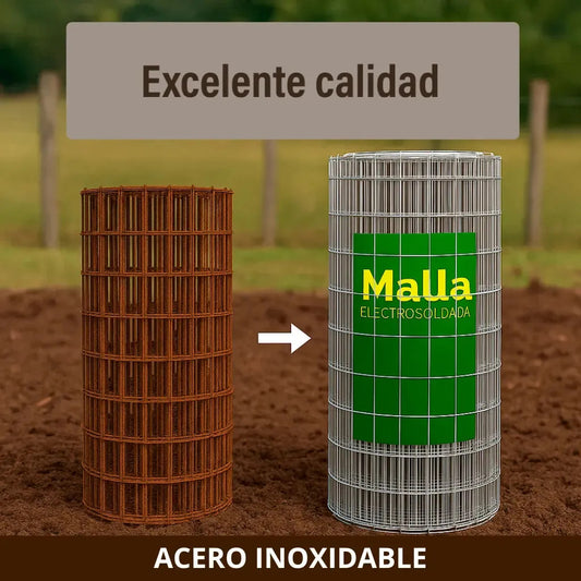 Malla electrosoldada galvanizada 1.2x25m inoxidable rollo
