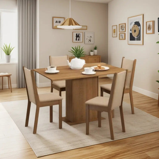 Juego de comedor 4 sillas tapizadas mesa de living rustico