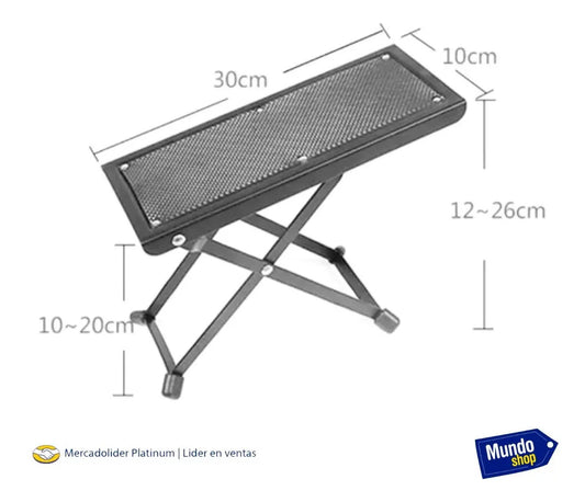 Banquito banco apoya pie para guitarra metalico musica negro