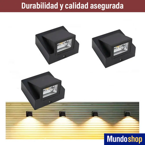 Pack X 3 Aplique Exterior Jardin Con Led 3w Luz Metal Negro