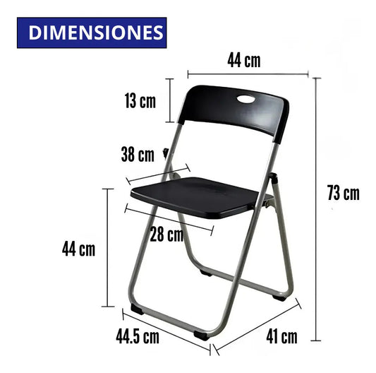 Silla plegable reforzada para jardin exterior metal plastico negro