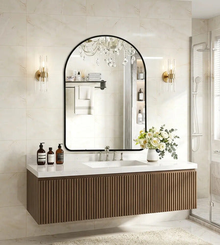Espejo Arqueado Negro Baño 50x70cm Diseño Minimalista Negro