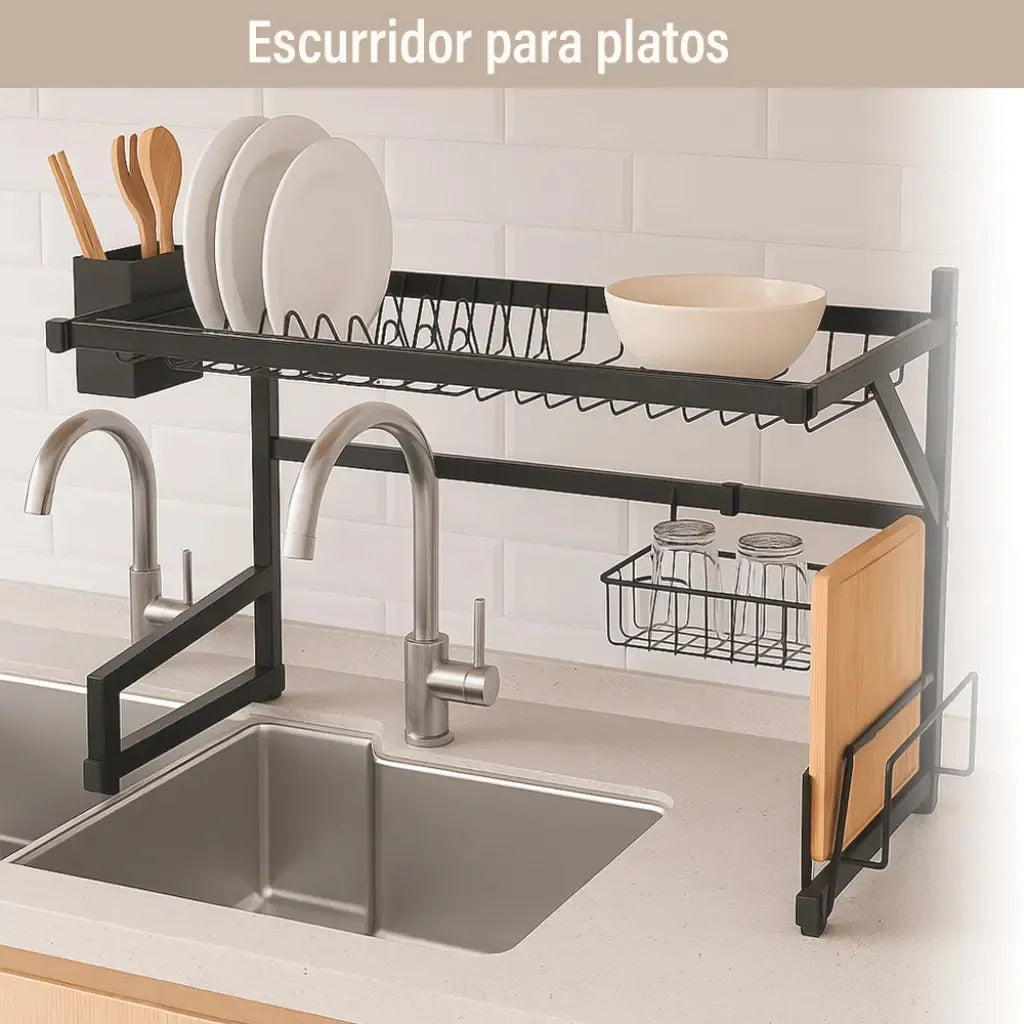 Escurridor de platos Mundo Shop Nola color negro de acero inoxidable