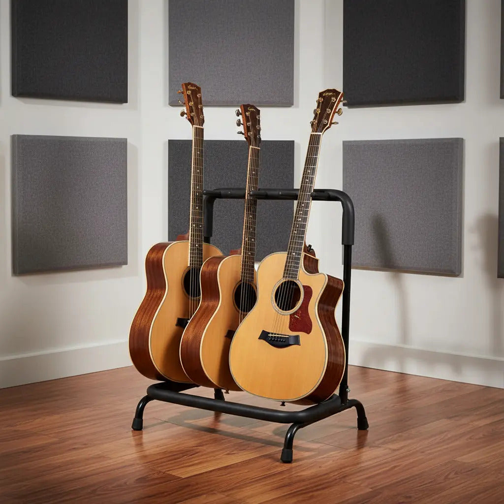 Pie soporte metálico tres guitarra bajo acústica criolla negro