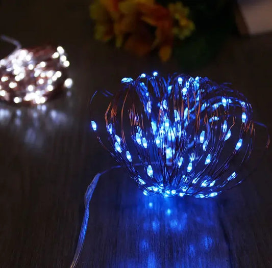Guía de luces LED x2 mini luciérnaga de 5m 50 luces dorado