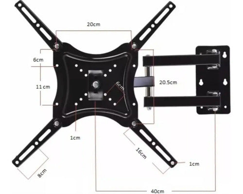 Soporte De Tv 14 A 55 Lcd Movil Con Giro Inclinación 180gr Negro