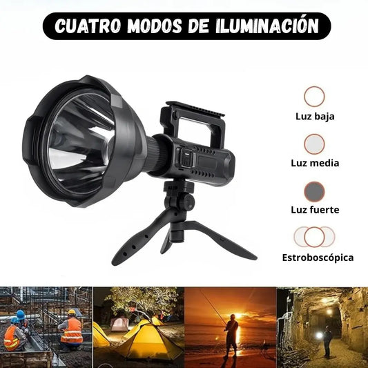 Linterna foco largo alcance Outter recargable USB + trípode