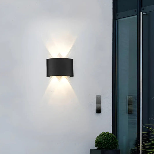 Aplique bidireccional exterior jardín LED integrado 4x2w negro