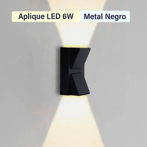Aplique Exterior Jardin Con Led Integrado 6w Luz Metal Negro