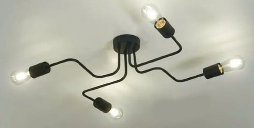 Araña 4 Luces Brazos Vintage Apto Lamparas Led Negro