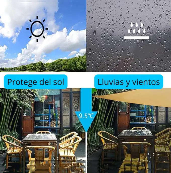 Malla sombra lona toldo cuadrada 2x2m exterior jardín
