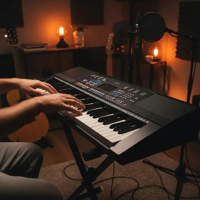 Órgano piano teclado electrónico 61 teclas USB pantalla LED negro