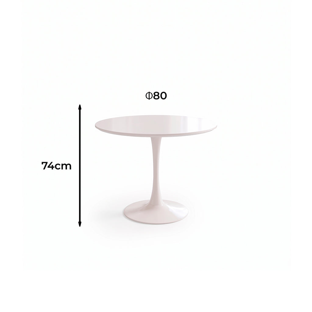 Medidas de la mesa: 80 cm de diametro y 74 cm de alto