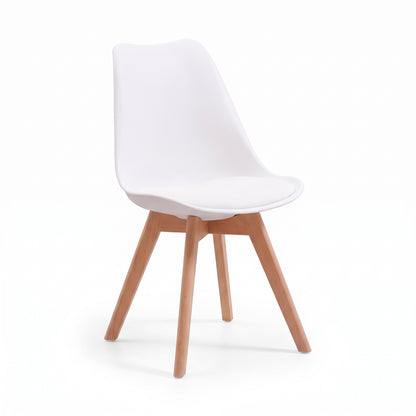 Juego de comedor mesa rectangular blanca con cuatro sillas Eames blancas
