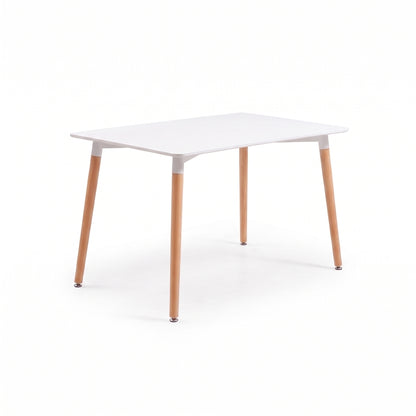 Juego de comedor mesa rectangular blanca con cuatro sillas Eames blancas