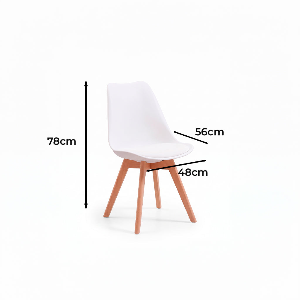 Juego de comedor mesa rectangular blanca con cuatro sillas Eames blancas