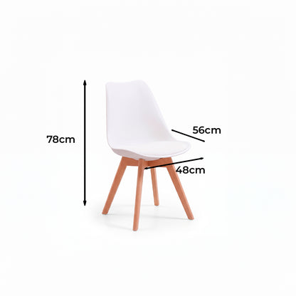 Juego de comedor mesa rectangular blanca con cuatro sillas Eames blancas