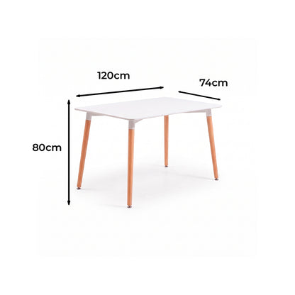 Juego de comedor mesa rectangular blanca con cuatro sillas Eames blancas