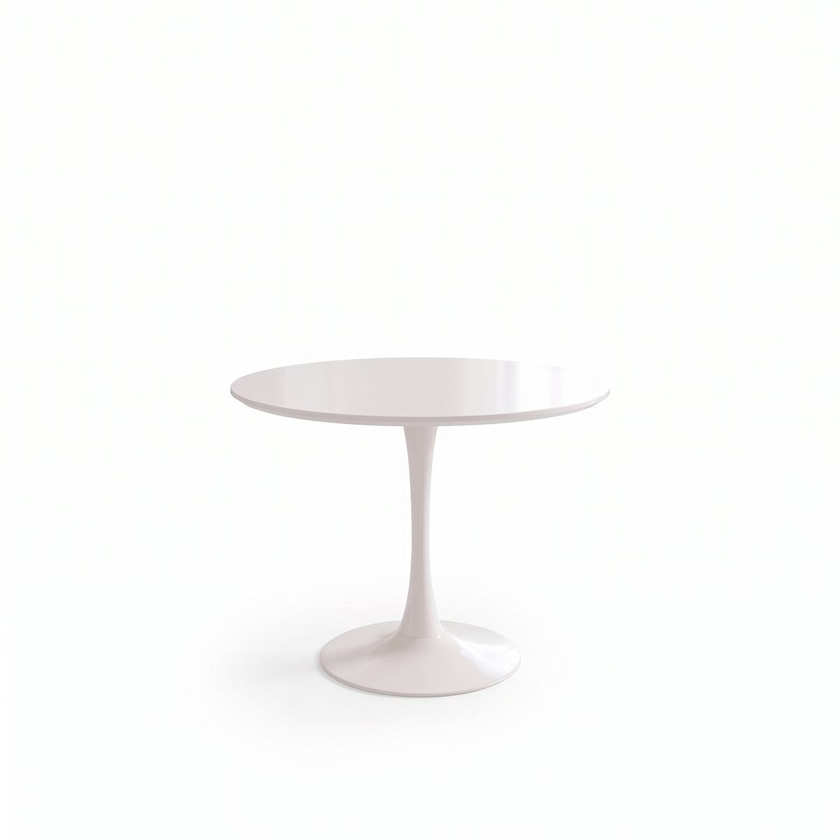 Juego de comedor mesa redonda blanca con cuatro sillas grises