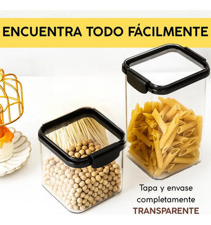 Set 4 Tarros Recipientes Hermeticos Para Cocina Negro