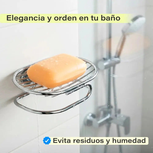 Jabonera Metal Baño Porta Jabon Apoyo Cromado Color Plateado