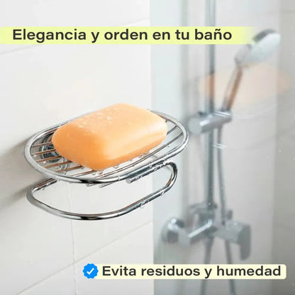 Jabonera Metal Baño Porta Jabon Apoyo Cromado Color Plateado