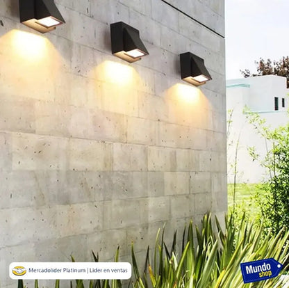 Pack X2 Aplique Exterior Con Led Integrado 3w Luz Metal Negro