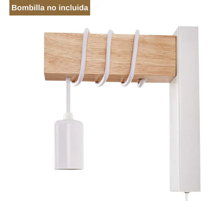 Aplique Colgante Portalámparas Metal Madera Vintage Negro