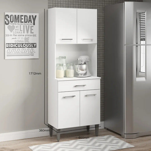 Kit Mueble Auxiliar Para Cocina 4 Puertas + Cajon Blanco
