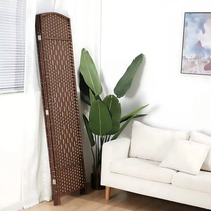 Biombo Separador Divisorio Plegable 4 Hojas Madera Moderno Liso Marrón Oscuro