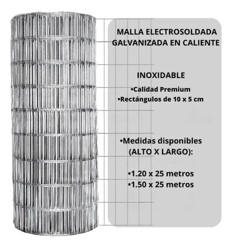 Tejido Alambre Malla Electrosoldada Rollo 1.50 Mts X 25mts Tejido