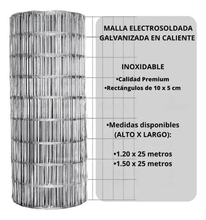 Tejido Alambre Malla Electrosoldada Rollo 1.50 Mts X 25mts Tejido