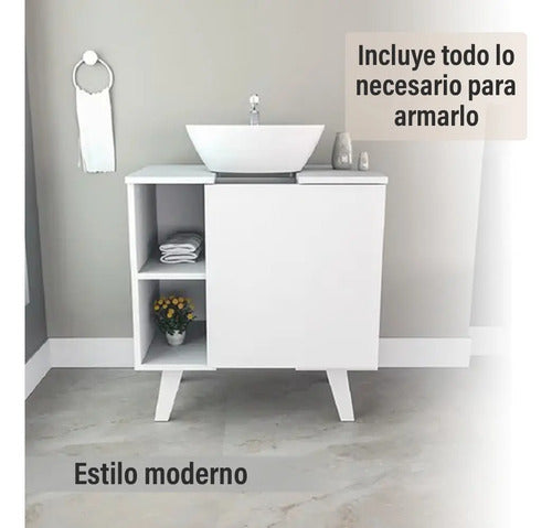Mueble De Baño Para Bacha De Apoyo Gabinete Blanco Sin Agujeros